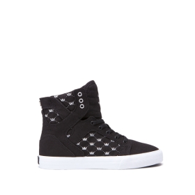 Kids Supra High Top Shoes SKYTOP Black/White Crown/white | AU-99431